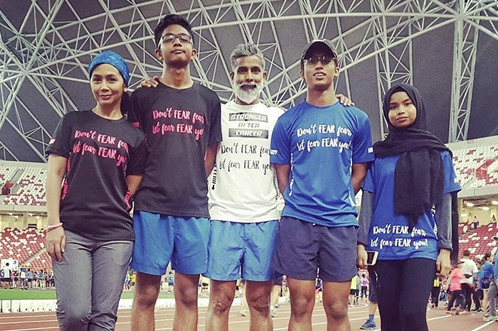 Arun and his family taking part in Relay for Life event organised by the Singapore Cancer Society in 2018