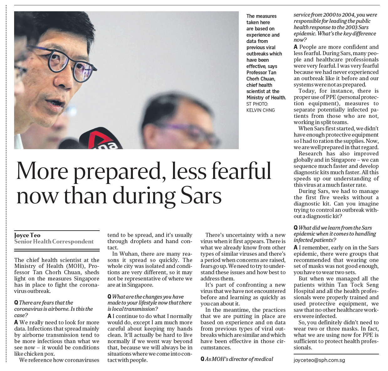 More prepared, less fearful now than during Sars (The Sunday Times, 16 Feb 2020, pB9)