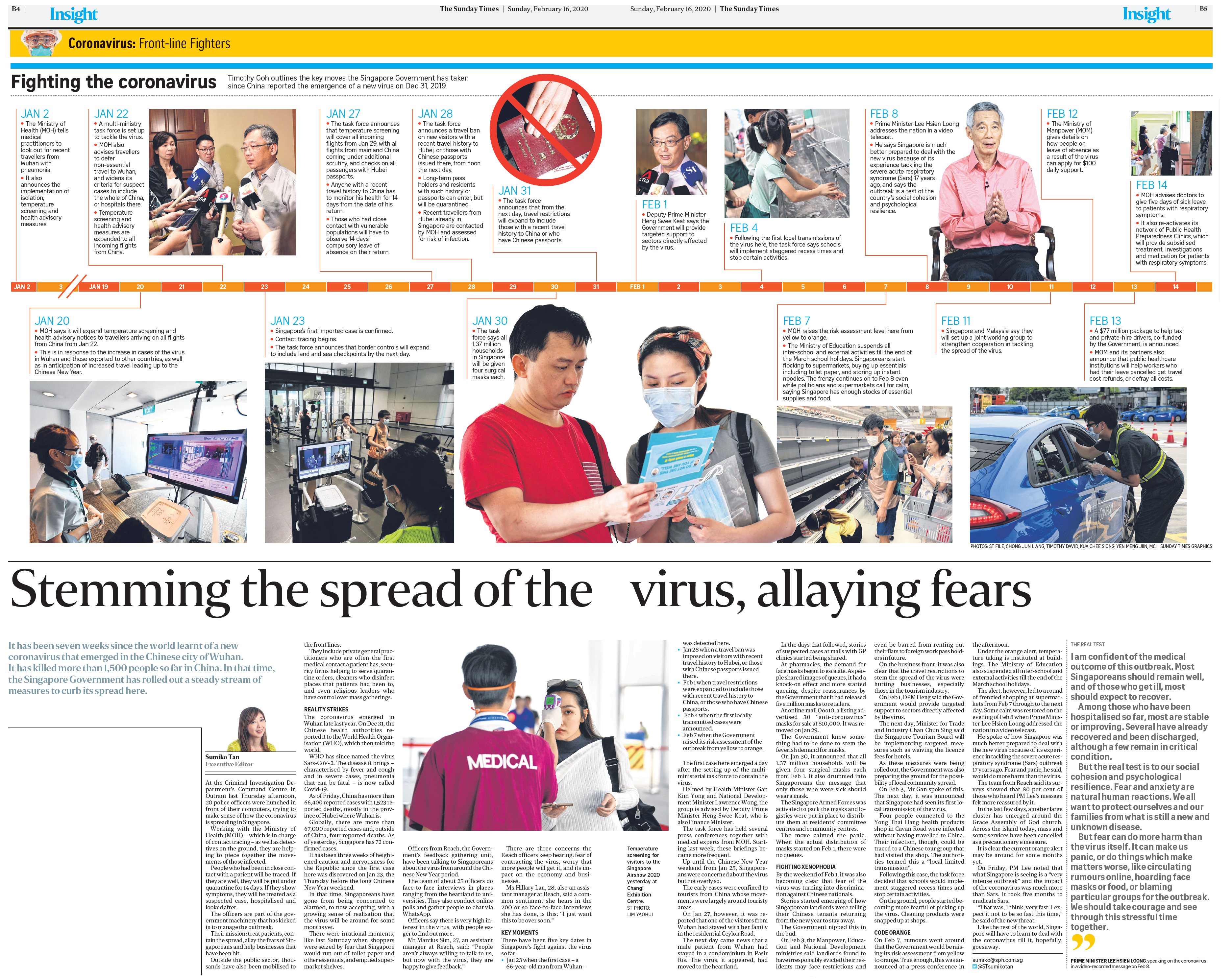 Stemming the spread of the virus, allaying fears (The Sunday Times, 16 Feb 2020, pB4-5)_ Fighting the coronavirus (The Sunday Times, 16 Feb 2020, pB4-5)