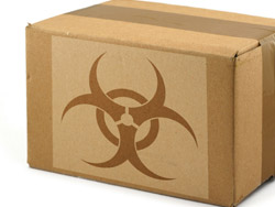 Box with a biohazard logo